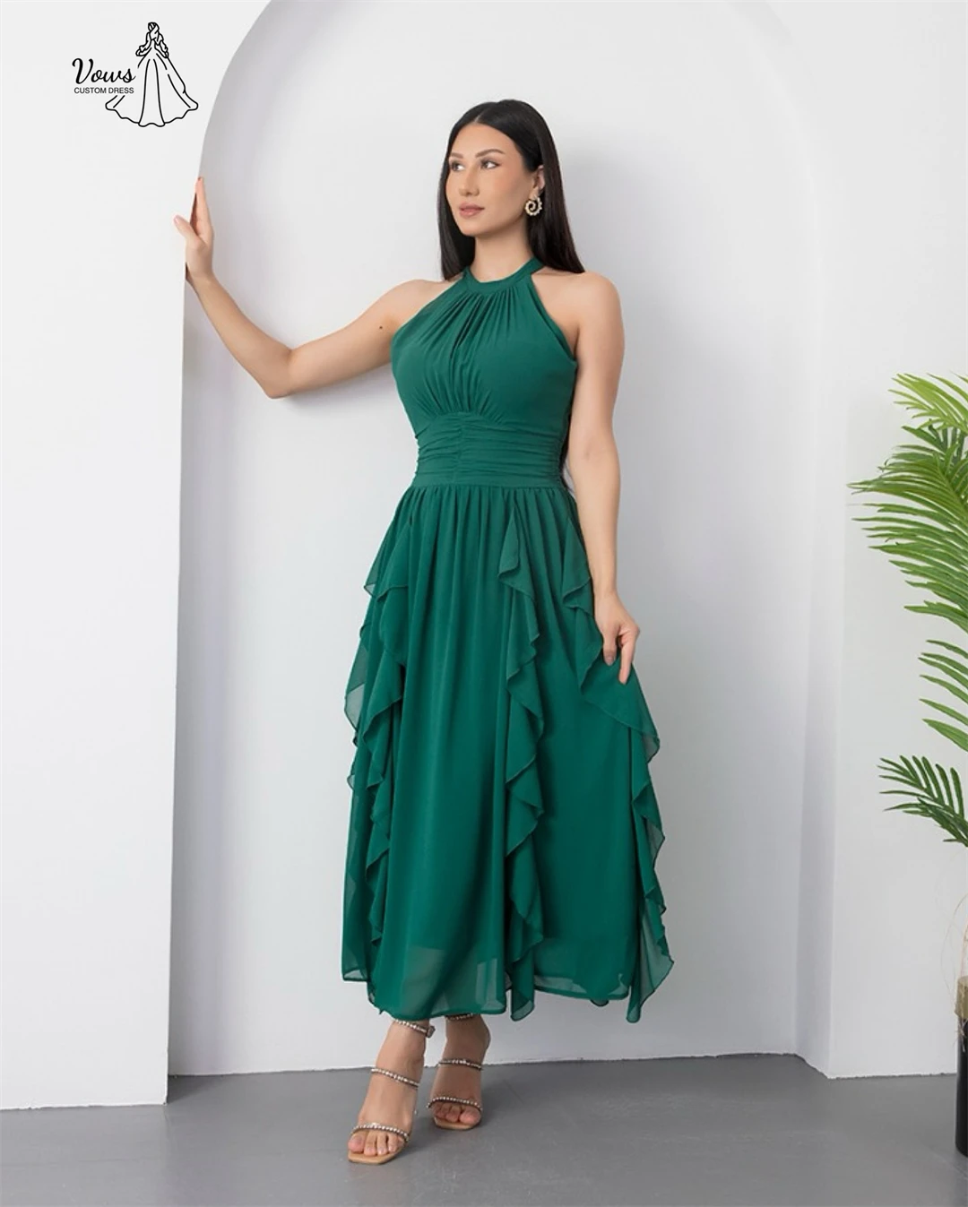 Vows Robe de bal sur mesure ligne une robes de soirée robes de bal 2025 col rond en mousseline de soie Robe de soirée luxueuse Robe de soirée