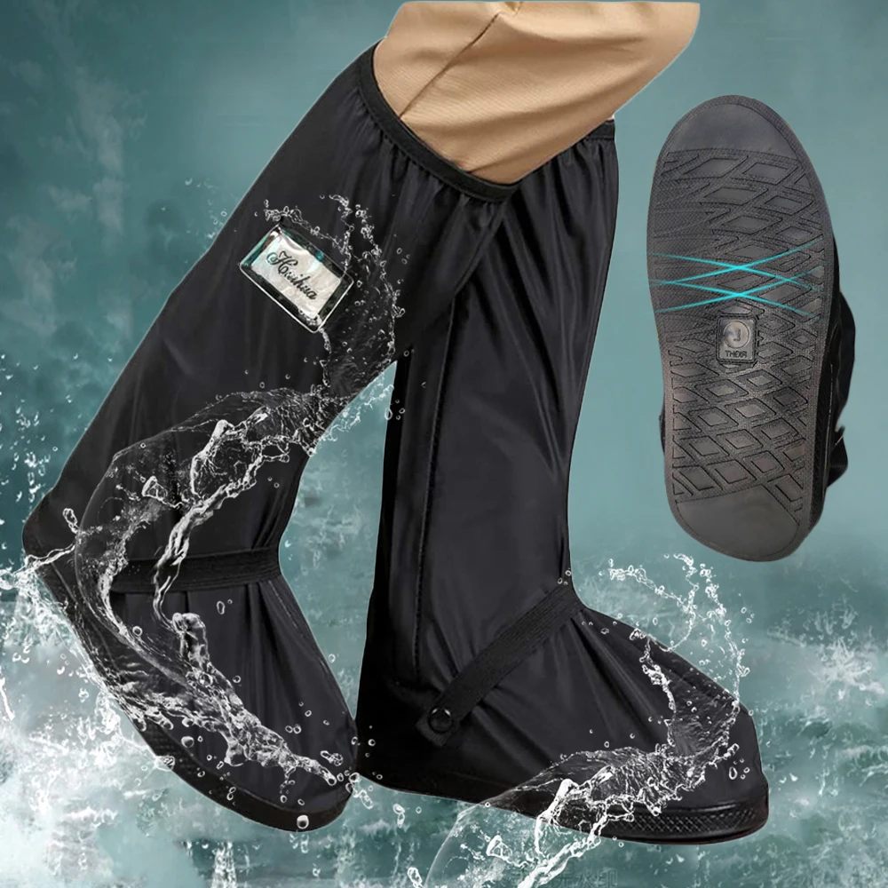 Rain Boot Shoe Cover Protector Waterproof with Reflector High Top Clear Shoes Dust Covers for Motorcycle Bike Rain Cover Men