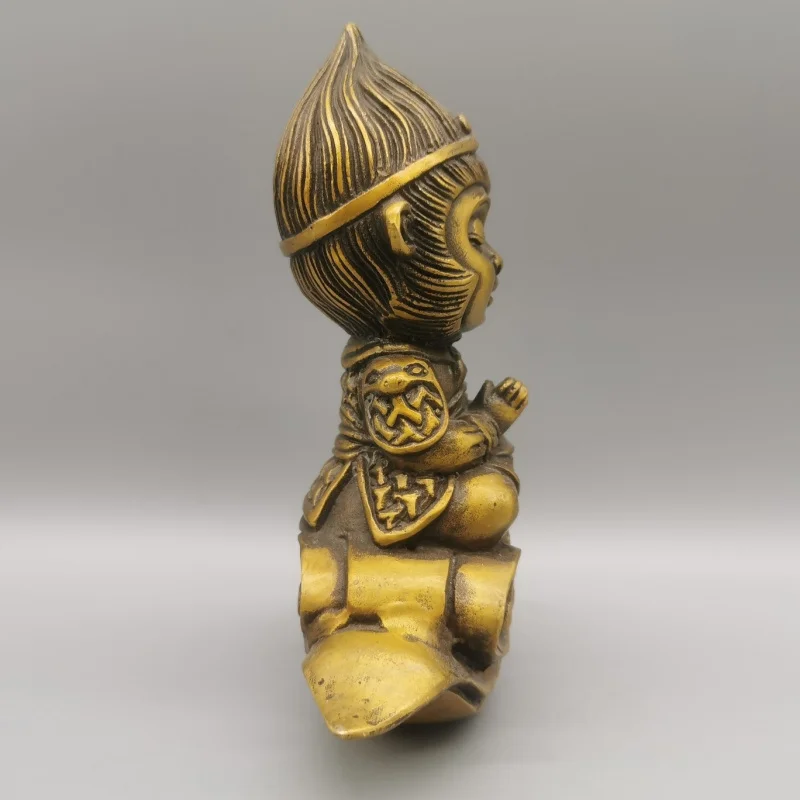 Antique Bronze Collection: Cute Exquisite Wukong Statue, Forming a Buddha Instantly After Subduing Demons, Authentic and in