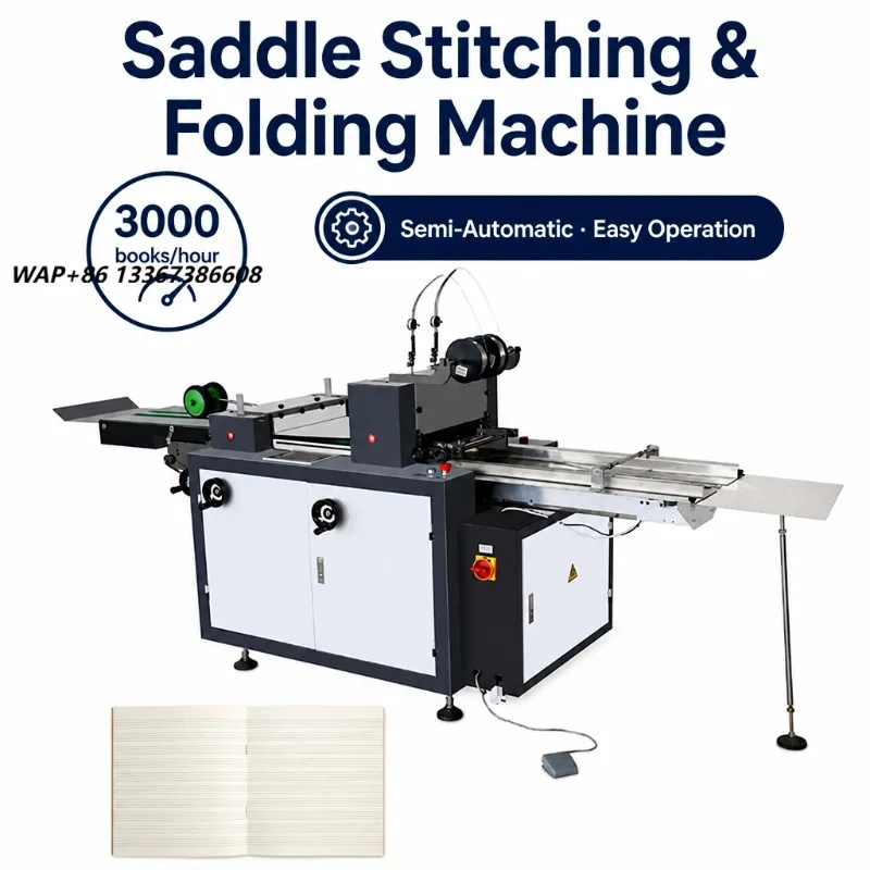 Semi Automatic Saddle Stitching Machine Book Stitching and Folding Machine 3000 Books/Hour Notebook Binding Machine
