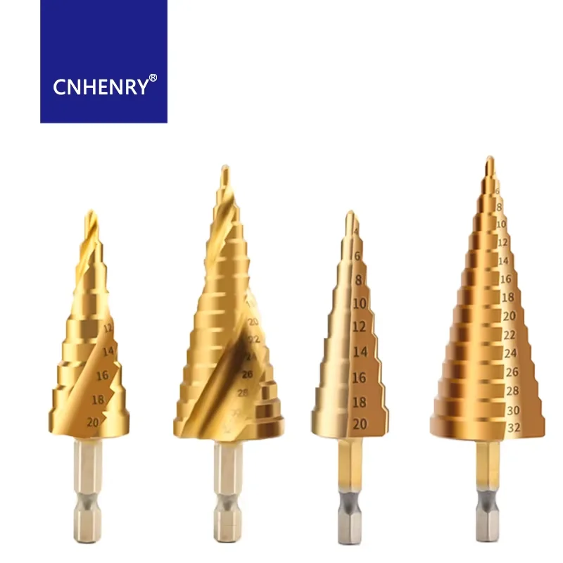 

HSS Step Drill Titanium Coated Hole Drill Cone Drill Bit 4-12/4-20/4-32mm For Woodworking Metal Drilling Set