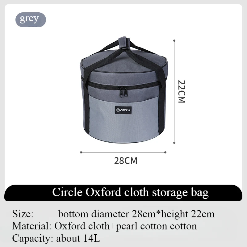 Large Capacity Outdoor Cookware Storage Bag Portable Handbag Camping Supplies Round Ice Bucket Anti-collision Gas Tank Tableware