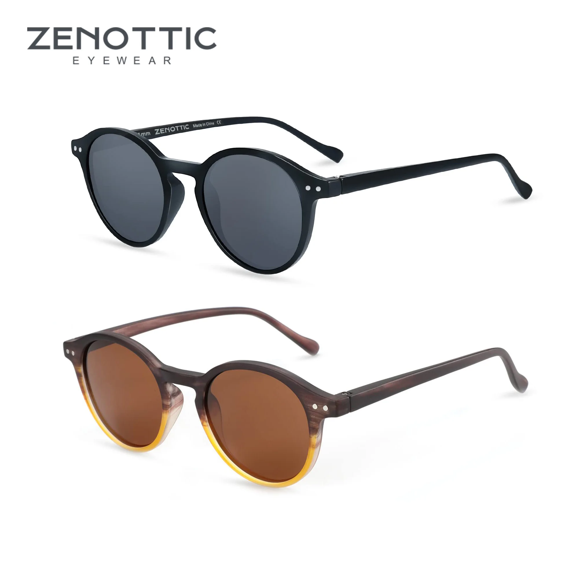 ZENOTTIC Retro Polarisierte Sonnenbrille 2023 2024 Männer Frauen Vintage Kleine Runde Rahmen Sonnenbrille Polarisierte Linse UV400 Brille Schatten 9