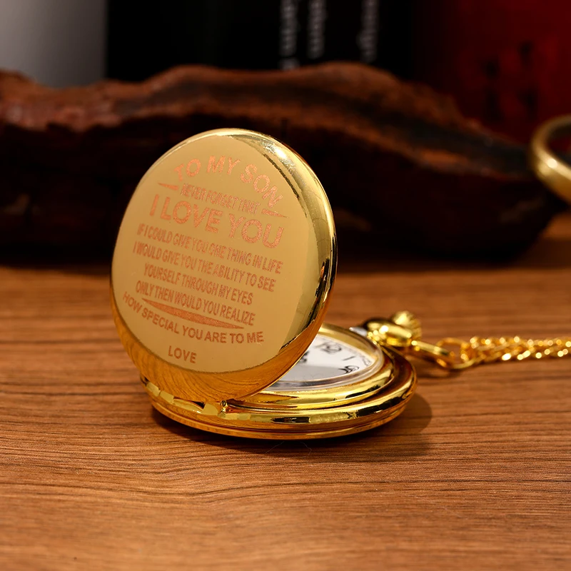 นาฬิกาควอทซ์สีทองหรูหราสำหรับผู้ชายวินเทจเรียกกระชับสร้อยคอ Jam rantai ของขวัญ