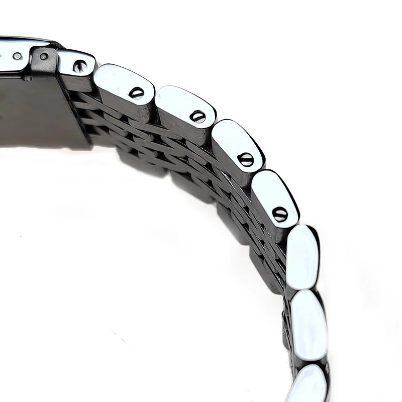 20 22mm 316L ‌Solid Stainless Steel Bracelet Adjustable Curved Flat Beads of Rice Watch Strap Fit For Seiko SKX Universal Band view 3