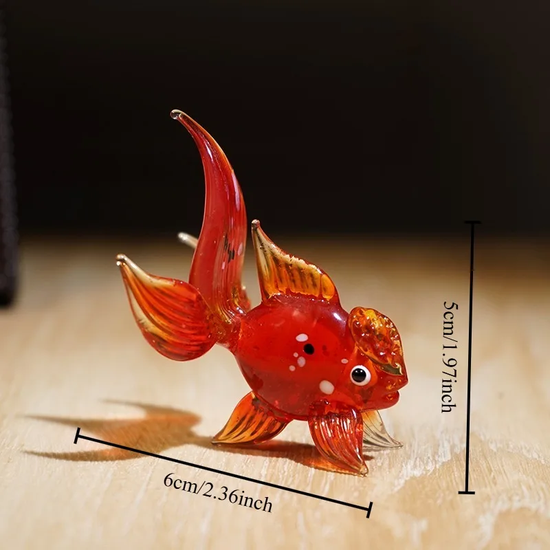 تماثيل زجاجية منفوخة يدويًا على شكل سمكة ذهبية مصنوعة يدويًا، وحدة تحكم تلفزيون للكمبيوتر المكتبي، ديكور فريد لغرفة المعيشة #2