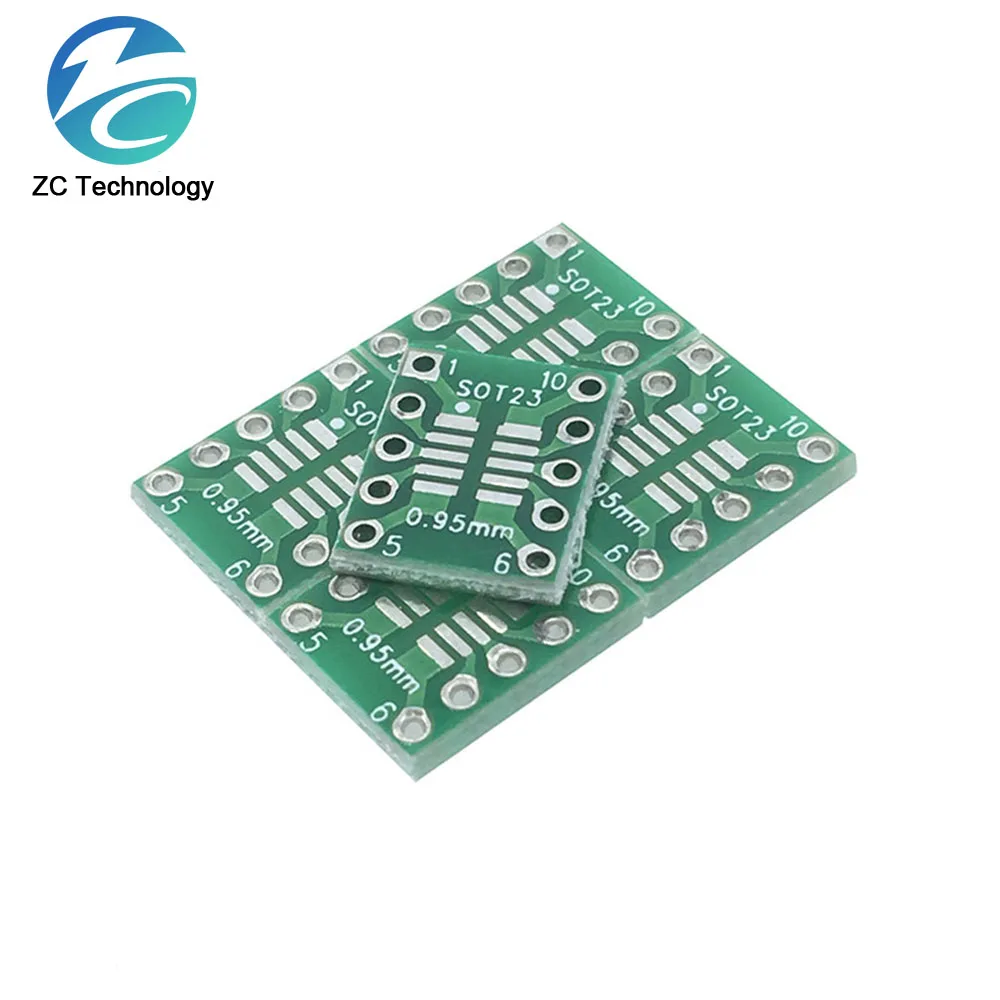 100 sztuk/SOT23 MSOP10 SOT-23 płyta adaptera SMD do DIP10 Pinboard UNAX 0.5mm/0.95mm do 2.54mm PCB