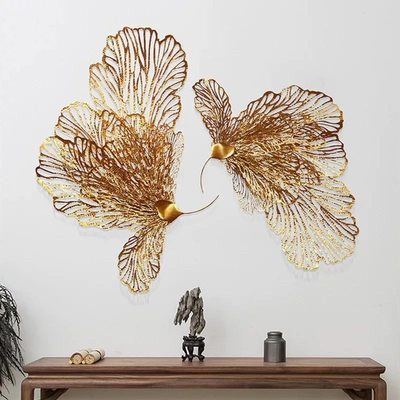 Living Room Metal Hollow Butterfly Wall Decoration Iron Art Golden Phoenix Hotel Wall Decoration Bedhead Wall Hanging Decoration