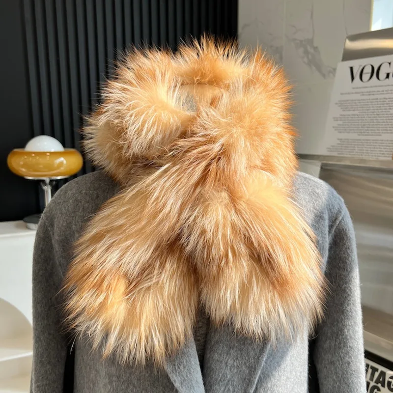 Sciarpa di vera pelliccia di volpe calore invernale sciarpa di pelliccia addensata scialle sciarpa di peluche genuina sciarpe di pelliccia di volpe naturale sciarpe di pelliccia di moda da donna