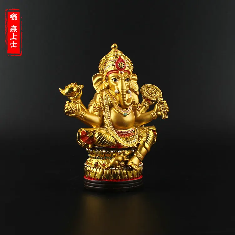 13 CM tall # Greco-Buddhist HOME OFFICE Talisman efficacious House Protection # India, Thailand Gilding Ganesha Buddha statue