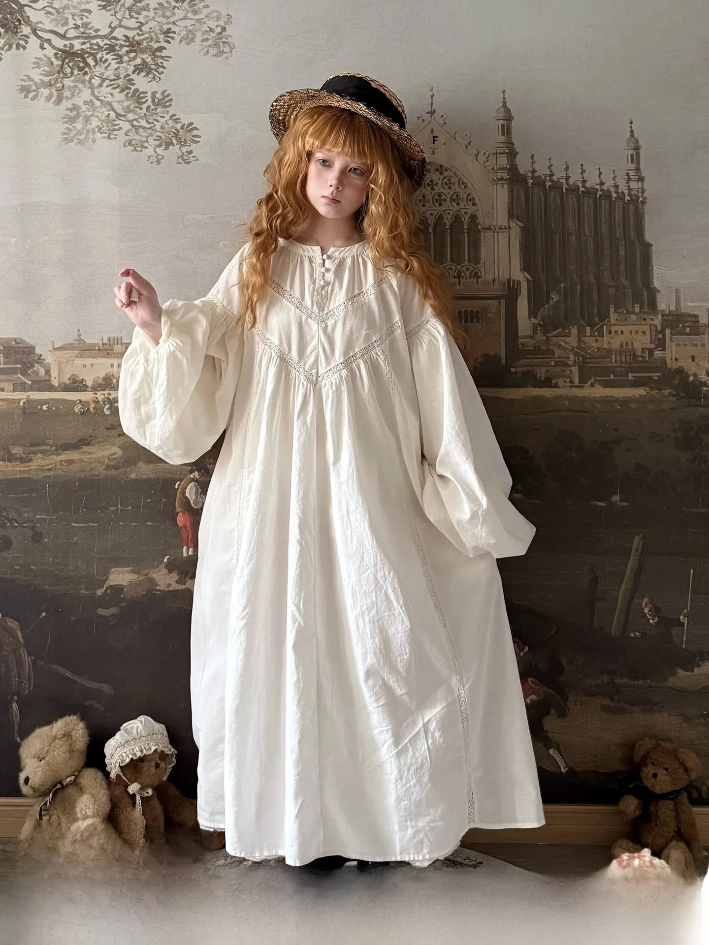 

Платье Labeau Spring Rain в стиле ретро с V-образным вырезом, вышивкой, пышной юбкой, свободного кроя, с длинными рукавами, повседневное, в форме зонта