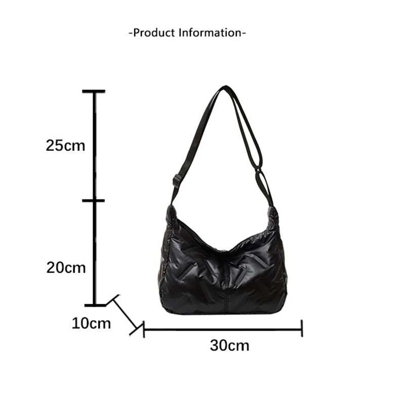 Mode Puffy Hobo Bag Daunen Tote Handtaschen Frauen Stepp Tote Tasche Große Kapazität Gepolsterte Schulter Tasche Casual Winter Pendeln Tasche – Detail 31