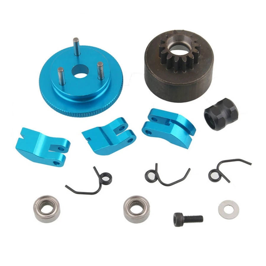 RC Clutch Bell 14T Gear Bearing Clutch Shoes Springs Cone&Engine Nut Flywheel Assembly for 1/8 RC Model Nitro Car HPI HSP Tra