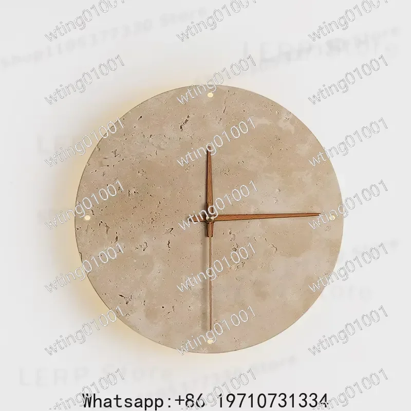 for Vintage Round Natural Stone Wall Lamp LED Art Clock Light Interior Home Decor Bedroom Ambient Lighting Fixture Modern