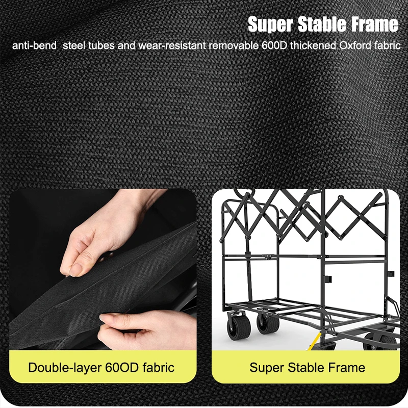 عربة عربة تخييم ذات طابقين قابلة للتعديل 250 كجم عربة قابلة للطي لجميع التضاريس بعجلات واسعة