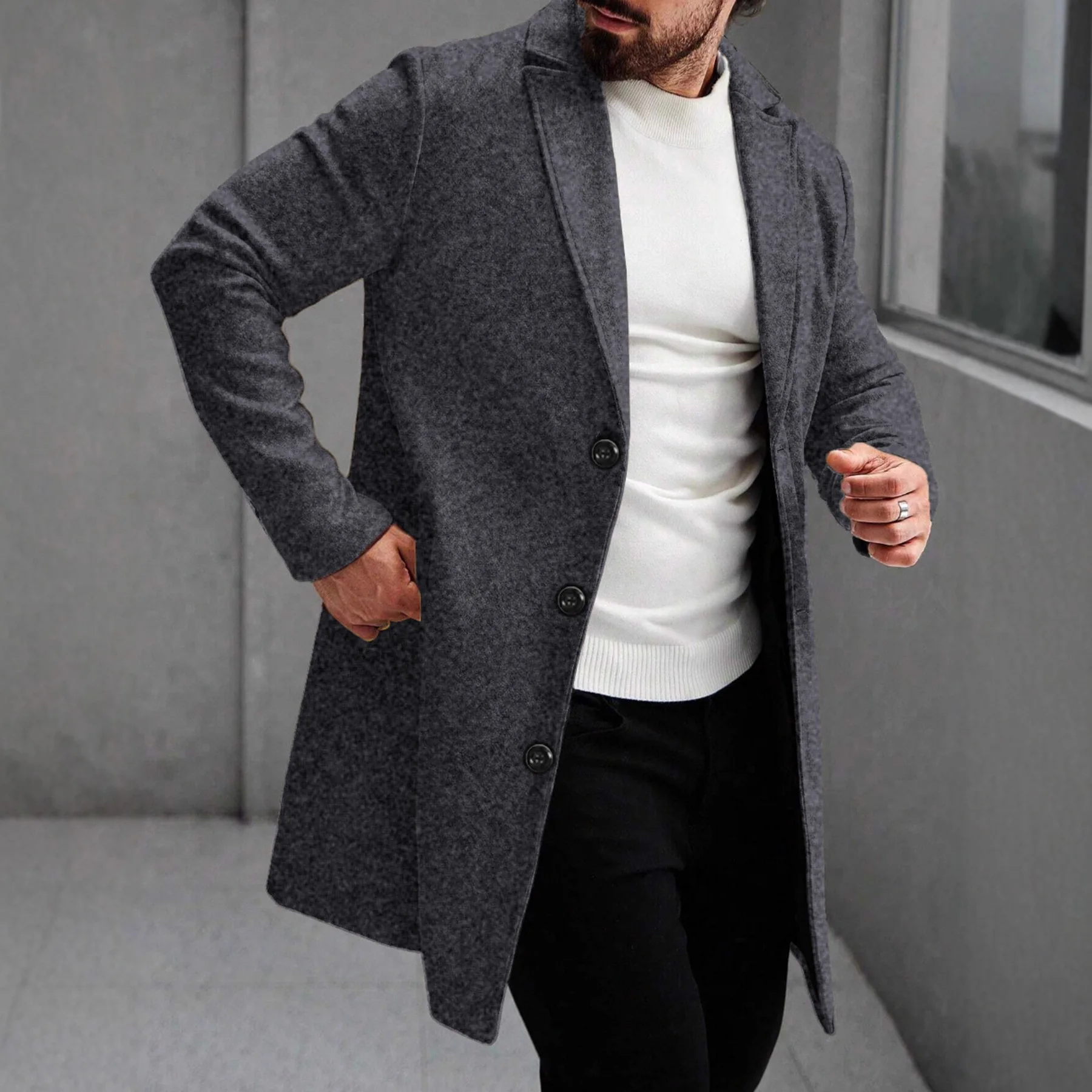 Trendy New Trench Coat Lapel Casual Daily Business Medium And Long Trench Coat