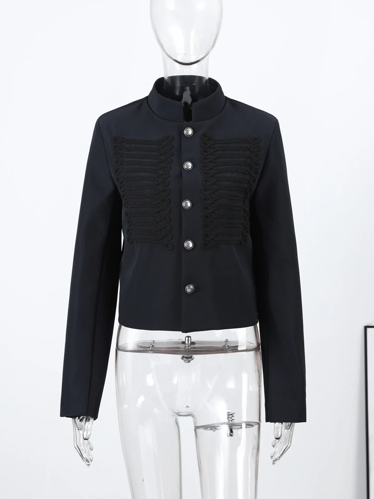Chic Women’s Cropped Jacket Stand Collar Single Breasted Long Sleeve Female Coat 2026 Spring Slim Fashion Solid Lady Outwear 5 Chic Women's Cropped Jacket Stand Collar Single Breasted Long Sleeve Female Coat 2026 Spring Slim Fashion Solid Lady Outwear 5