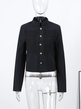 Chic Women's Cropped Jacket Stand Collar Single Breasted Long Sleeve Female Coat 2026 Spring Slim Fashion Solid Lady Outwear 5 Chic Women's Cropped Jacket Stand Collar Single Breasted Long Sleeve Female Coat 2026 Spring Slim Fashion Solid Lady Outwear 5