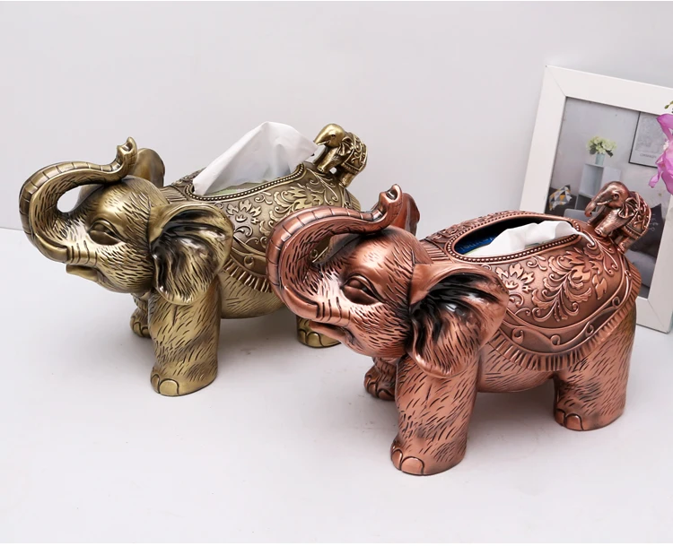 Large  HOME OFFICE Company BAR Business TOP COOL 3D GOOD LUCK Auspicious wealth elephant Decoration art statue Tissue box