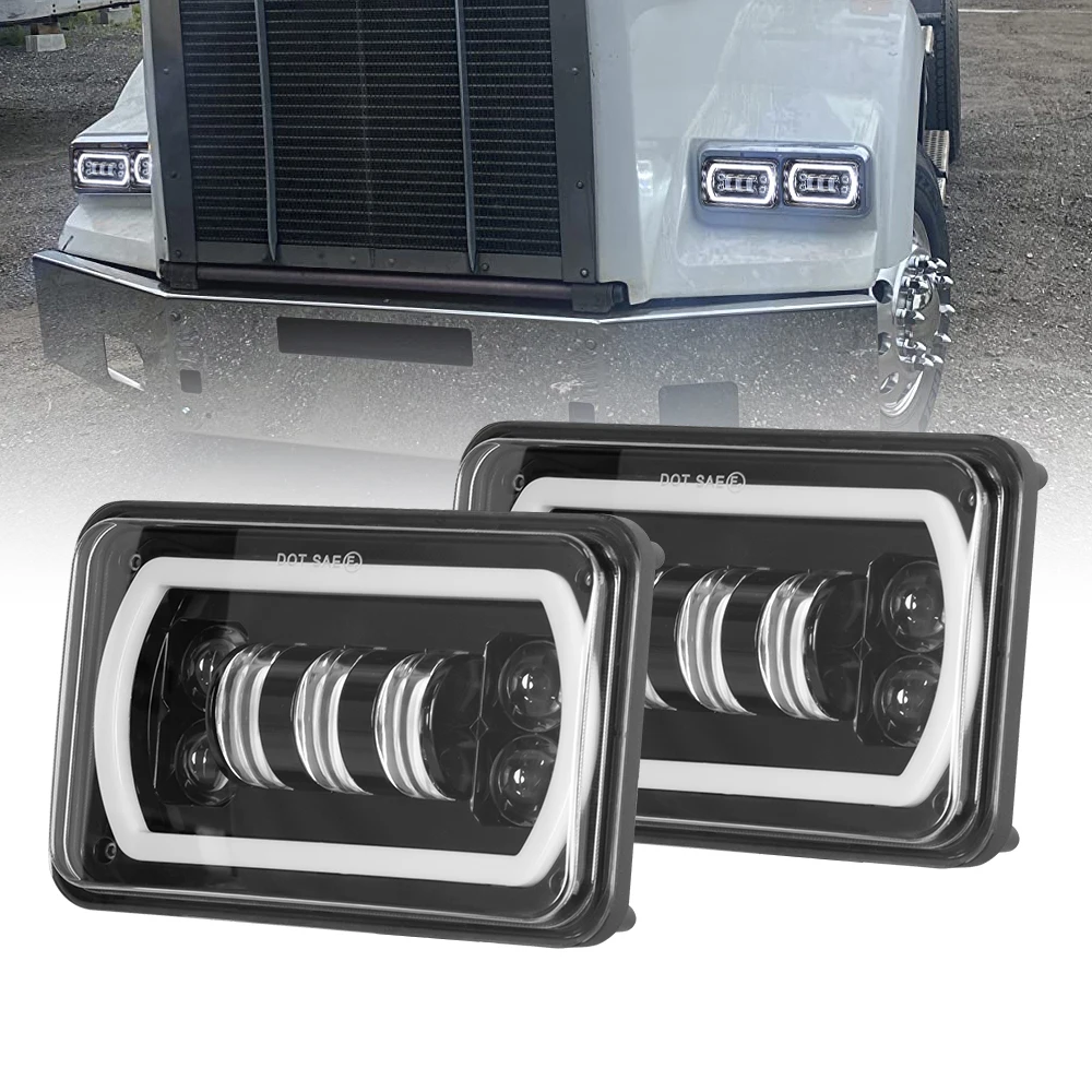 Faros delanteros LED Pop de 4x6 pulgadas y 30w con DRL para Peterbil Kenworth Freightinger Ford Probe Chevrolet Oldsmobile Cutlass.