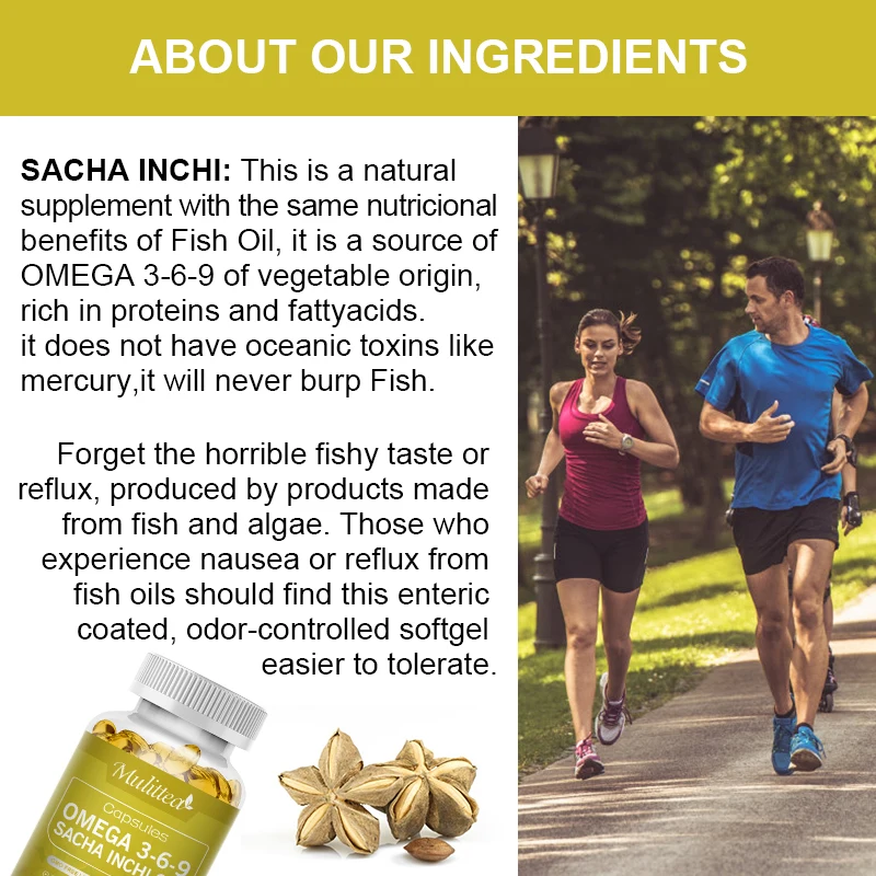 Mulittea Sacha Inchi Omega 3 Capsules Helps Gut Health Brighten skin colour Inflammation and Joint Eye Heart Bone Healthy