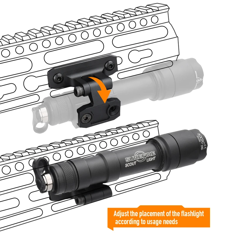 

WADSN Tactical Side Folding M300 M600 Flashlight Mount Base M300A M600C SF Surefir Scout Light White LED Airsoft Hunting Part