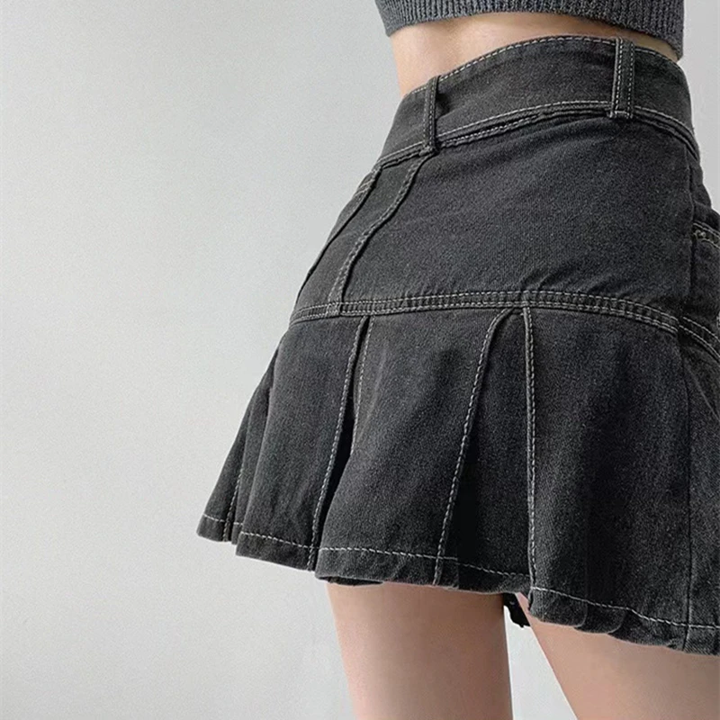 2024 New American Spice Girl Y2k Summer Short Denim Skirt High Waist Pleated Skirt Denim Black Sexy Jean Skirt Skirts For Women