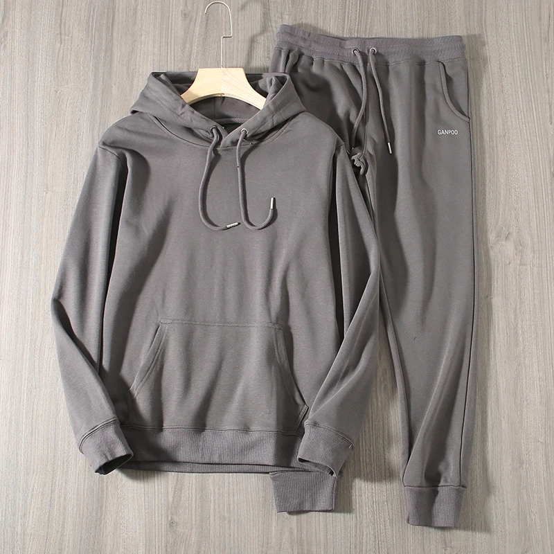 

Мужской хлопковый спортивный комплект Fce, однотонная толстовка с капюшоном, спортивные штаны с эластичной резинкой на талии, длинные брюки све, осенняя спортивная одежда для отдыха