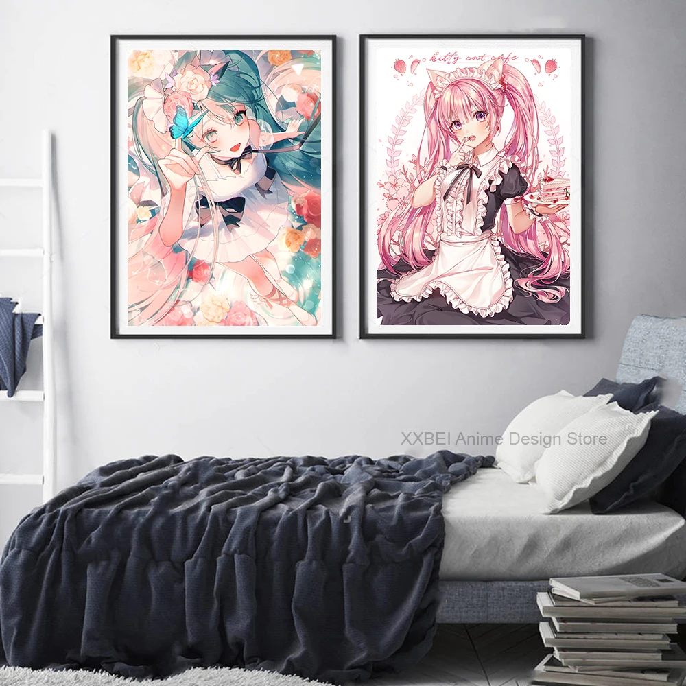 Virtual Idol H-Hatsunes M-MikU Poster Modern Art Mural Indoor Wall Sticker Bedroom Bedside Display Decorative Painting