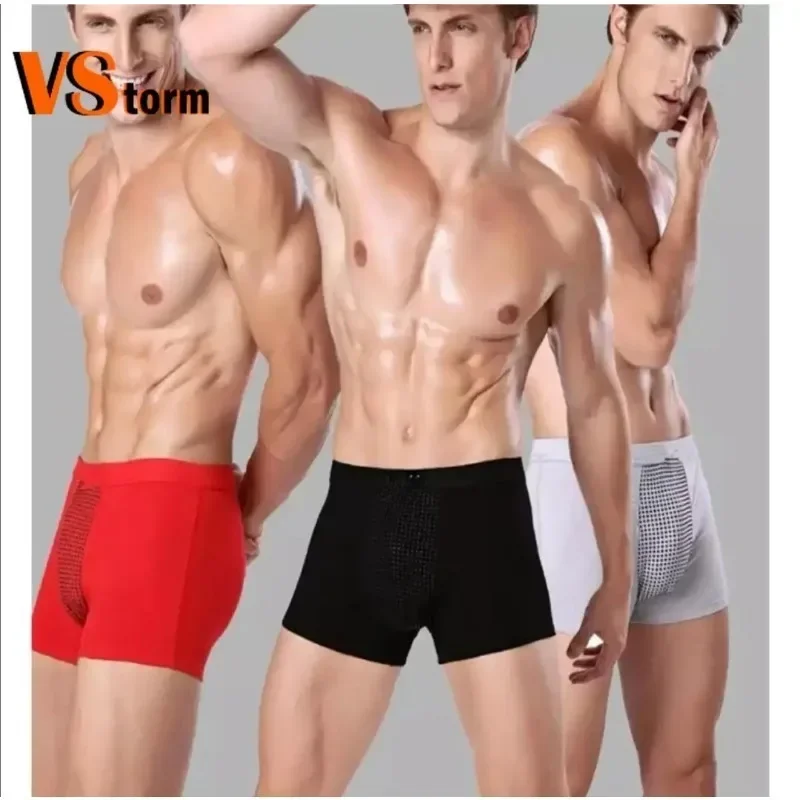 Men Physiological Boxer Magnet Underwear Health Care Function Mesh Breathable Magnet Therapy Shorts Men\'s Boxers Energy Shorts