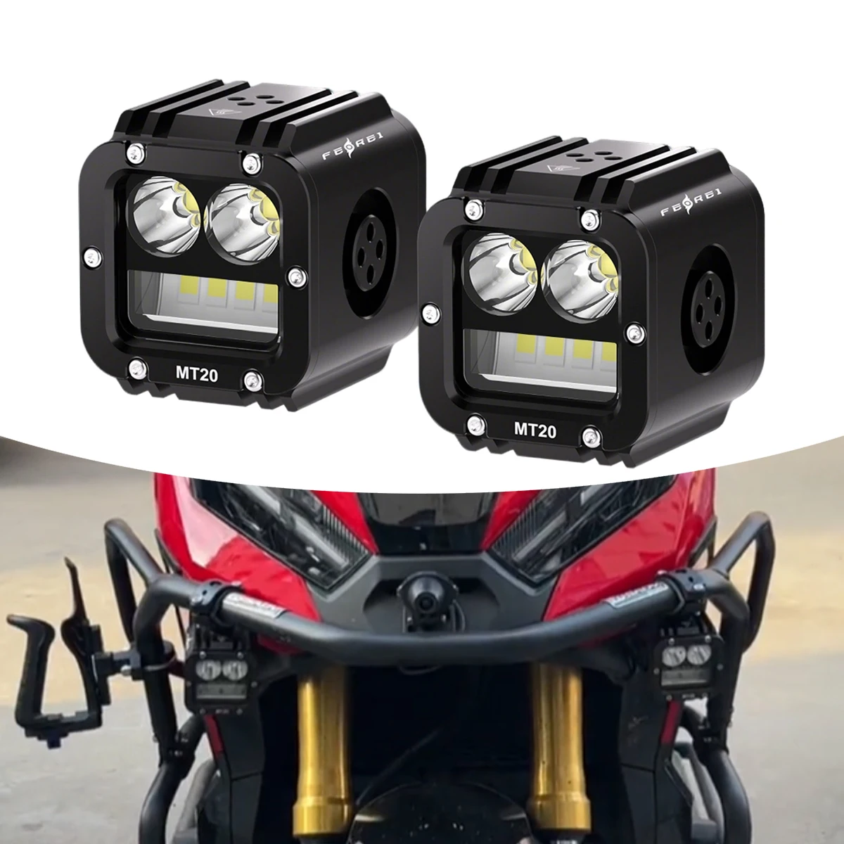

STLF Ferei MT20 High Waterproof IPX8 Motorcycle Auxiliary Spotlight Maximum High Brightness 8000 Lm LED Motorcycle Driving Ligh