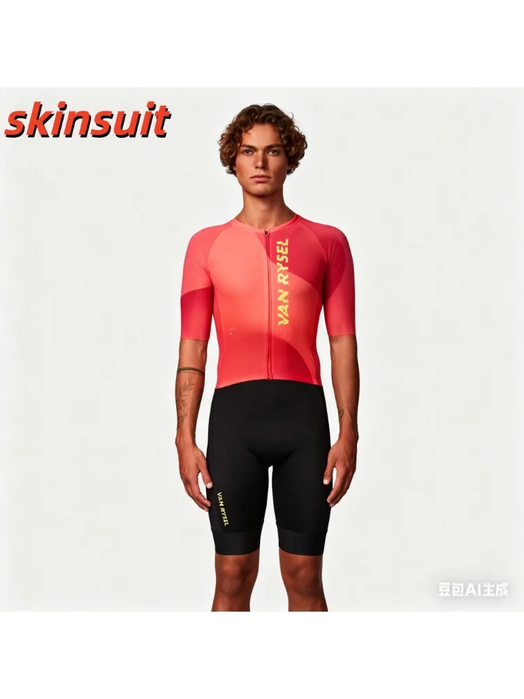 AliExpress NONE Men's Cycling Short-sleeved Skinsuit Gel Pad Shorts Jumpsuit Sportswear Bike Skinsuit Maillot Ciclismo Bike Set Roupa Ciclismo