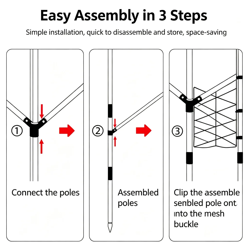 Outdoor Trellis for Climbing Plants Built from Plastic Coated Steel with Foldable Frame and Interchangeable Parts