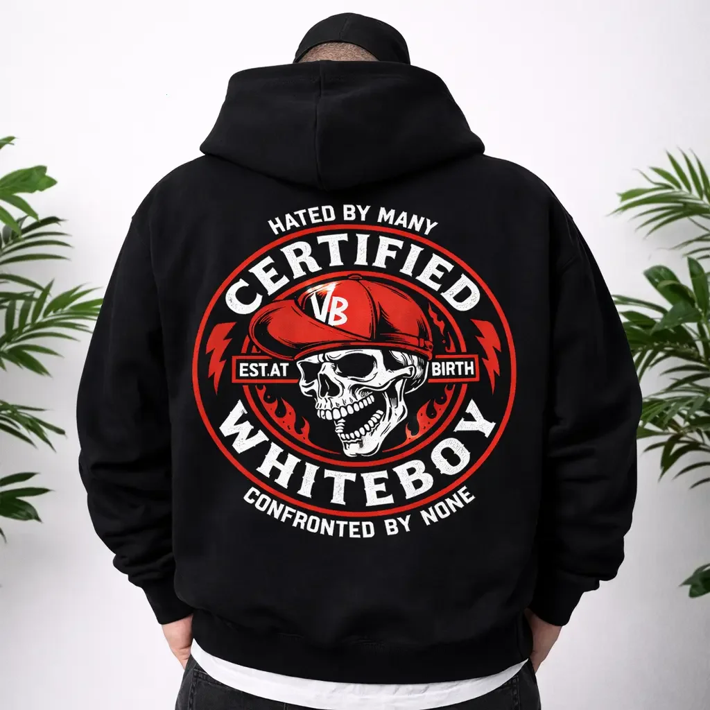 Certified Whiteboy Est At Birth Hoodie Hated By Many Confronted By None, Bold Street Graphic Sweatshirt, Urban Style Pullover Hoodie Unisex