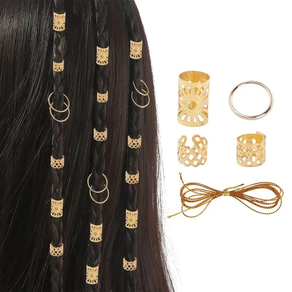 

41pcs Dread Locks Hollow Out Hair Ring Hair Braiding Metal Cuff Clips Dreadlocks Beads Hair Rope DIY Hair Braid Tubes Men