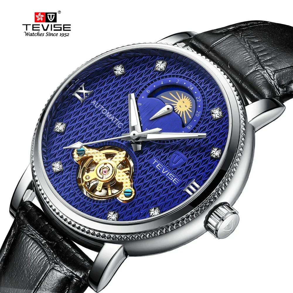 

2024 New Tevise New Model Tourbillon Moon Phase Luxury Chronograph Leather Watch Men Jewelry Luxury Top Brand Men Watches Reloj