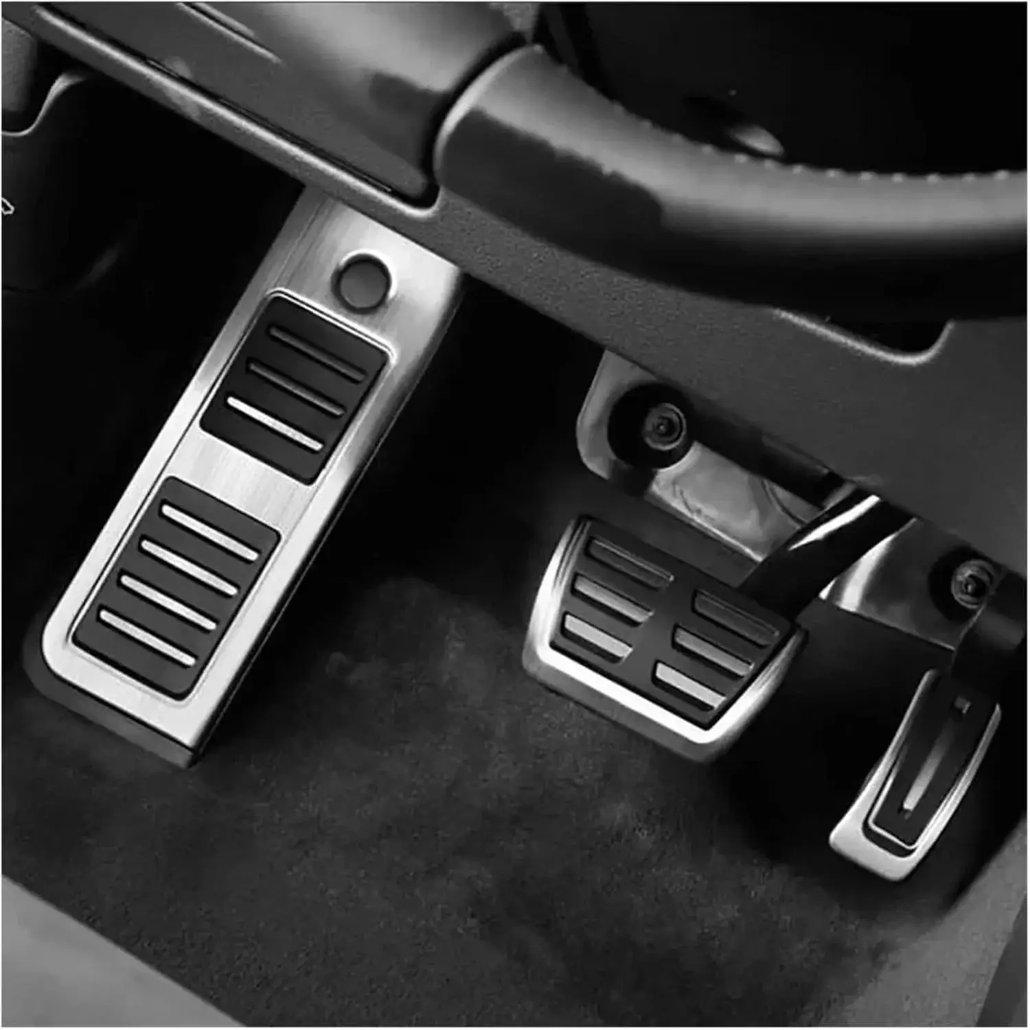 3pcs LHD Stainless Steel Auto Fuel Brake Footrest Pedal Cover Cap Pad Cover Set For Audi A6 C8 Type 4K 2019-2024 A7 2021 - view 6