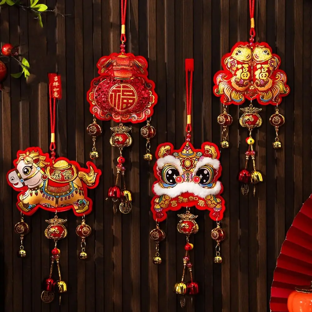 

Lanyard New Year Decorative Hangings Bell Pendant With Tassel Atmosphere Decoration Supplies Gold Foil Embossing Chinese Style