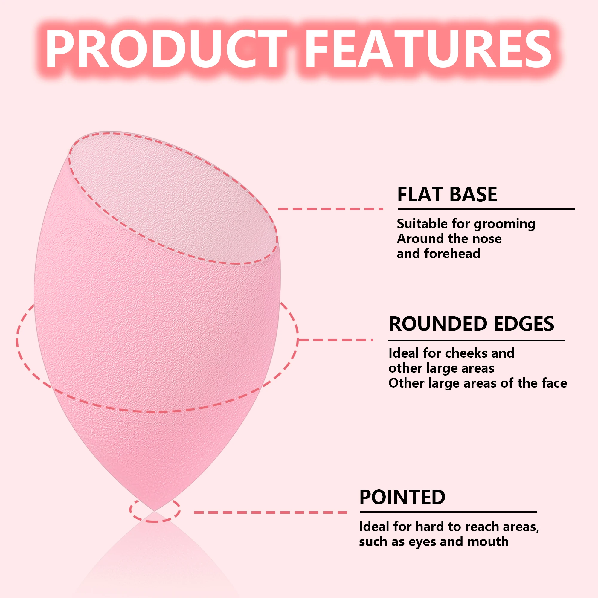 6-delige make-upsponsset + metalen houder, latexvrije schoonheidsspons voor het mengen van foundation, vloeistof, crème en poeder