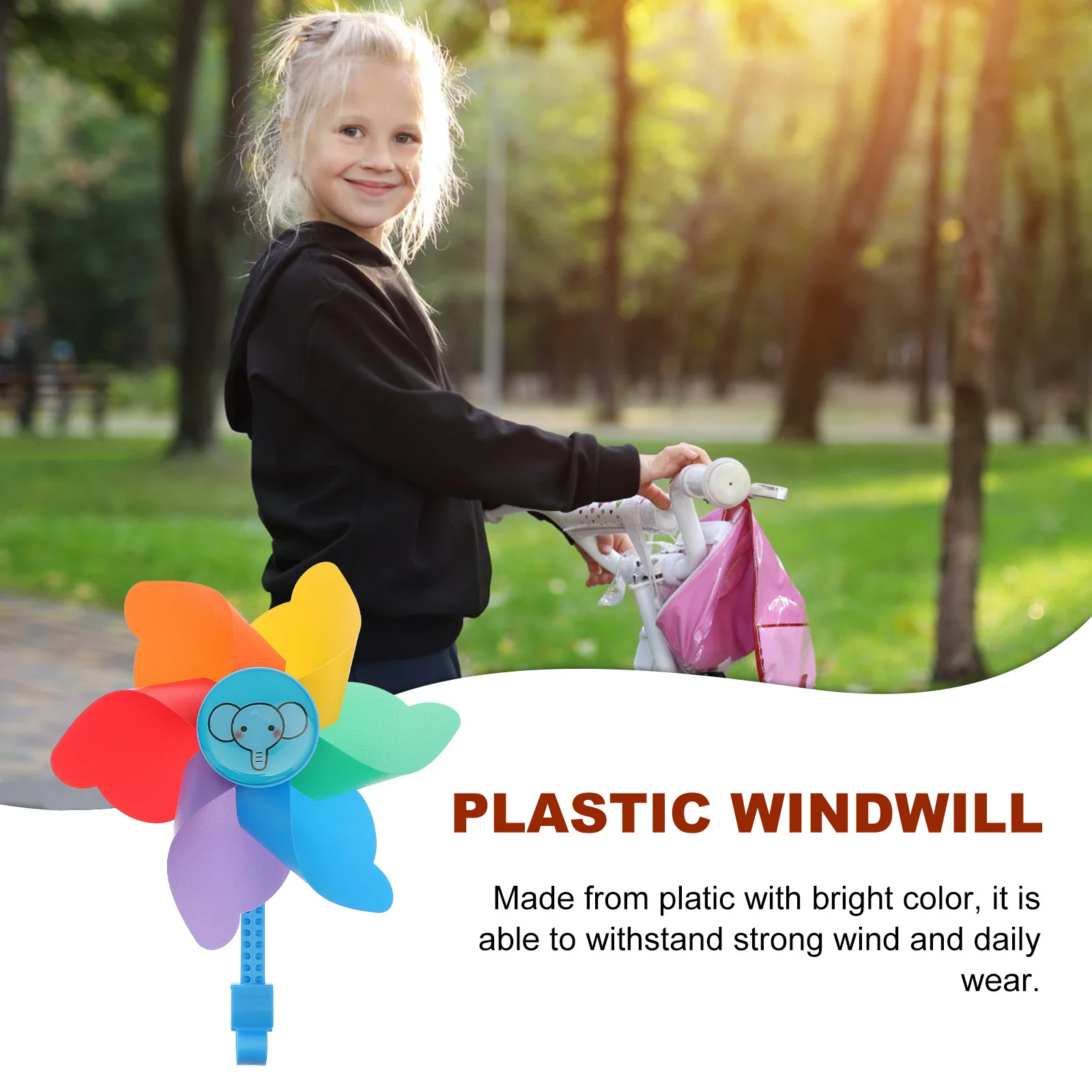 2 قطعة طاحونة هوائية ذات ألوان زاهية عجلة بلاستيكية سهلة التركيب مقود الدراجة هدية لعبة نافذة الرياح البلاستيكية #4