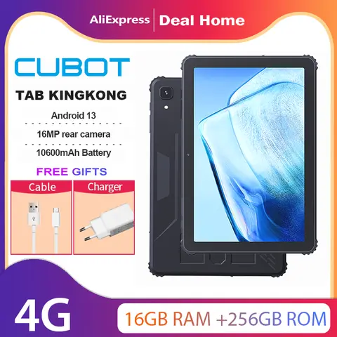 Cubot TAB KINGKONG,16 ГБ(8 ГБ + 8 ГБ расширения), 256 ГБ ROM,10.1 ", Android 13, водонепроницаемый IP68,16MP камера,10600 мАч