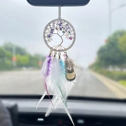 Dream Catcher Hand-woven Feathers Wind Chimes Tree of Life Crystal Stone Car Pendant Bedroom Hanging Ornaments Home Decorations
