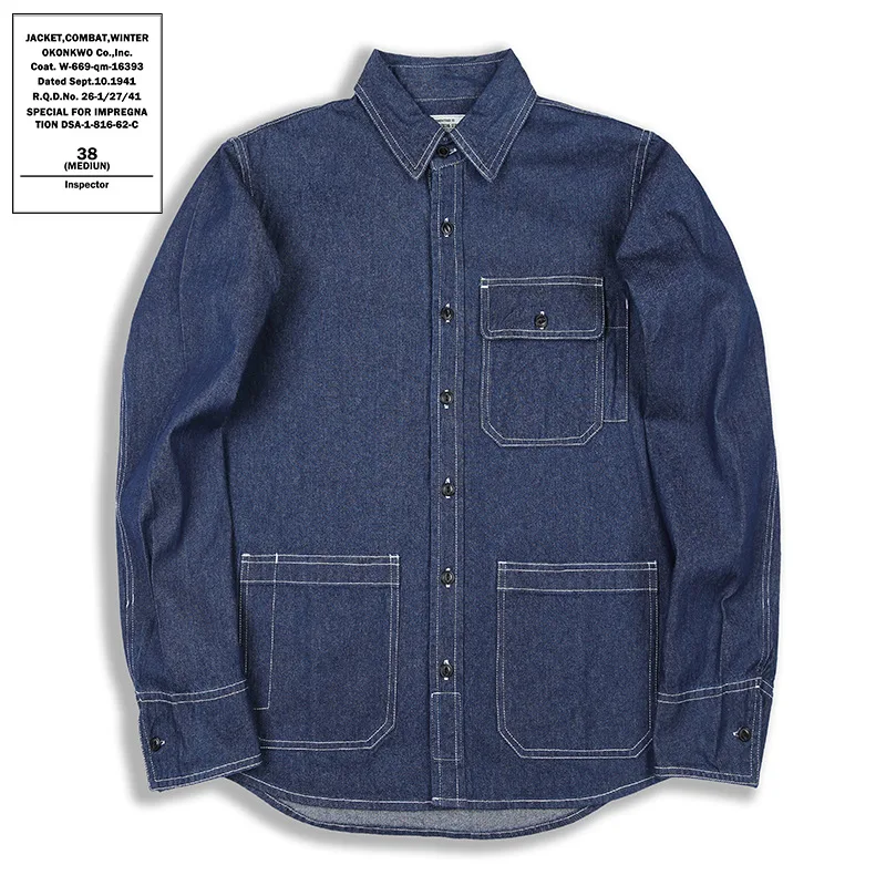 

Мужская джинсовая рубашка Kapital Western в винтажном стиле с вертикальными полосками, многокарманная, повседневная, с длинным рукавом, из хлопка