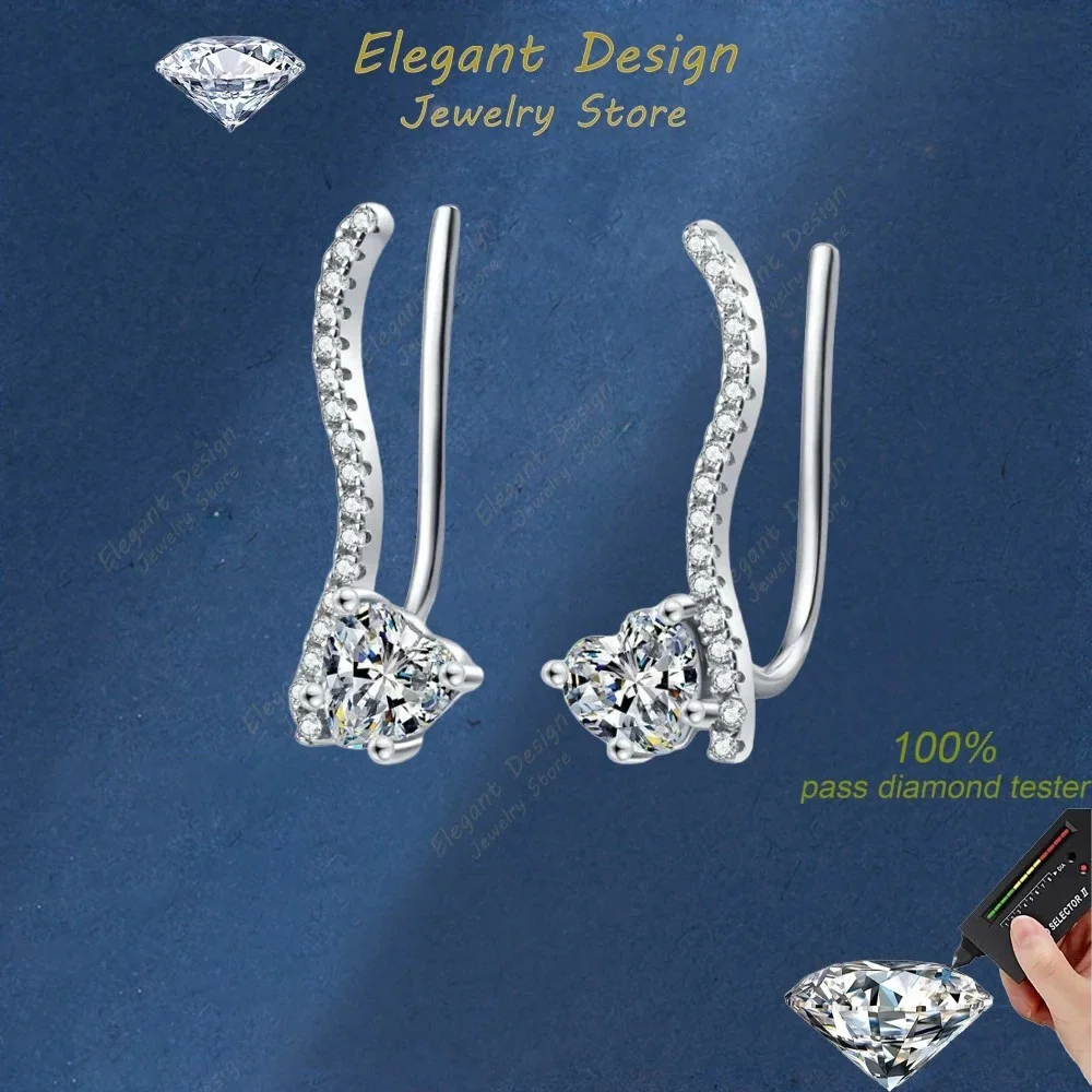 

Женские серьги-линии PT950, платиновые серьги-клипсы для девочек, свадебные серьги, модные серьги с муассанитом и бриллиантами 1 карат, подарок на день рождения, ювелирные украшения для дочки