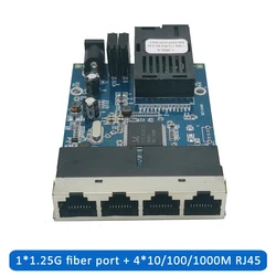 10/100/1000M 4 RJ45 1 SC Fast Ethernet switch 1G4E Converter Ethernet Fiber Optical Media Converter fiber Port PCBA 1F4E