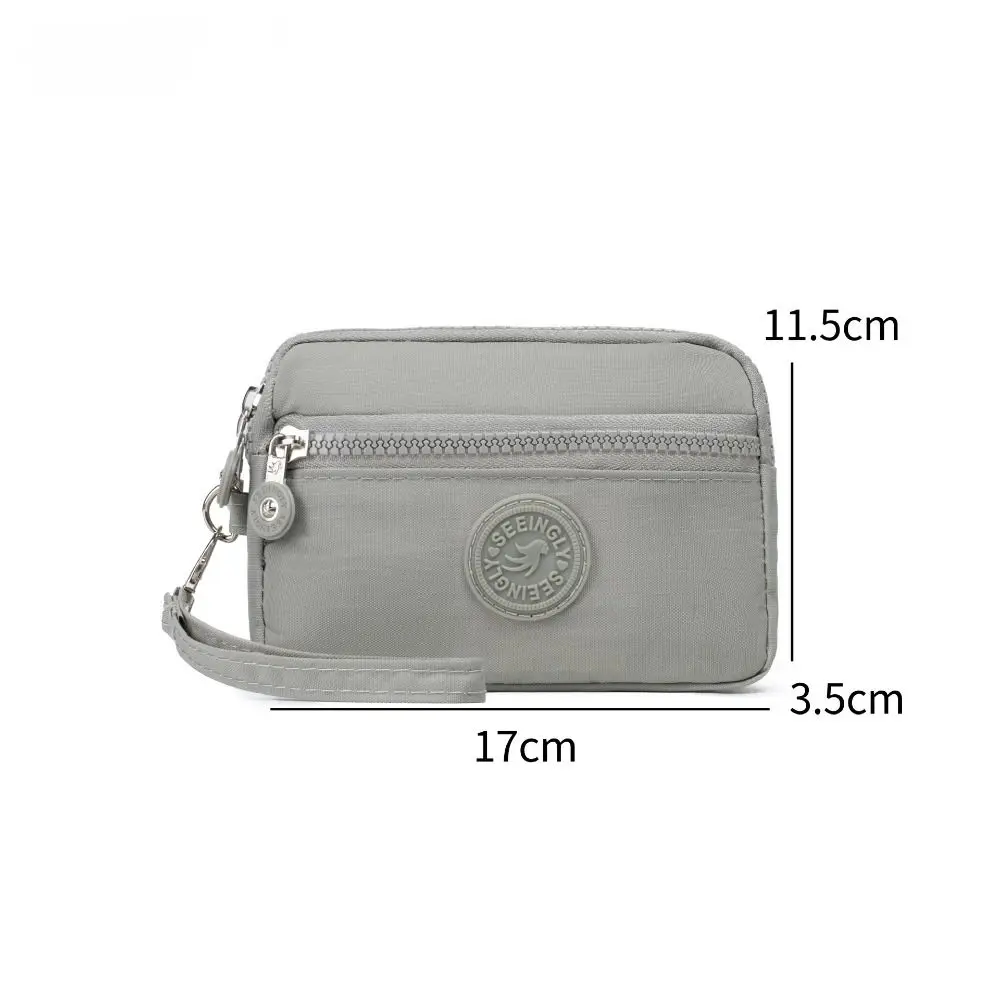 New Zipper Women Handbag Large Capacity Waterproof Storage Bag Solid Color Double Layers Phone Pouch