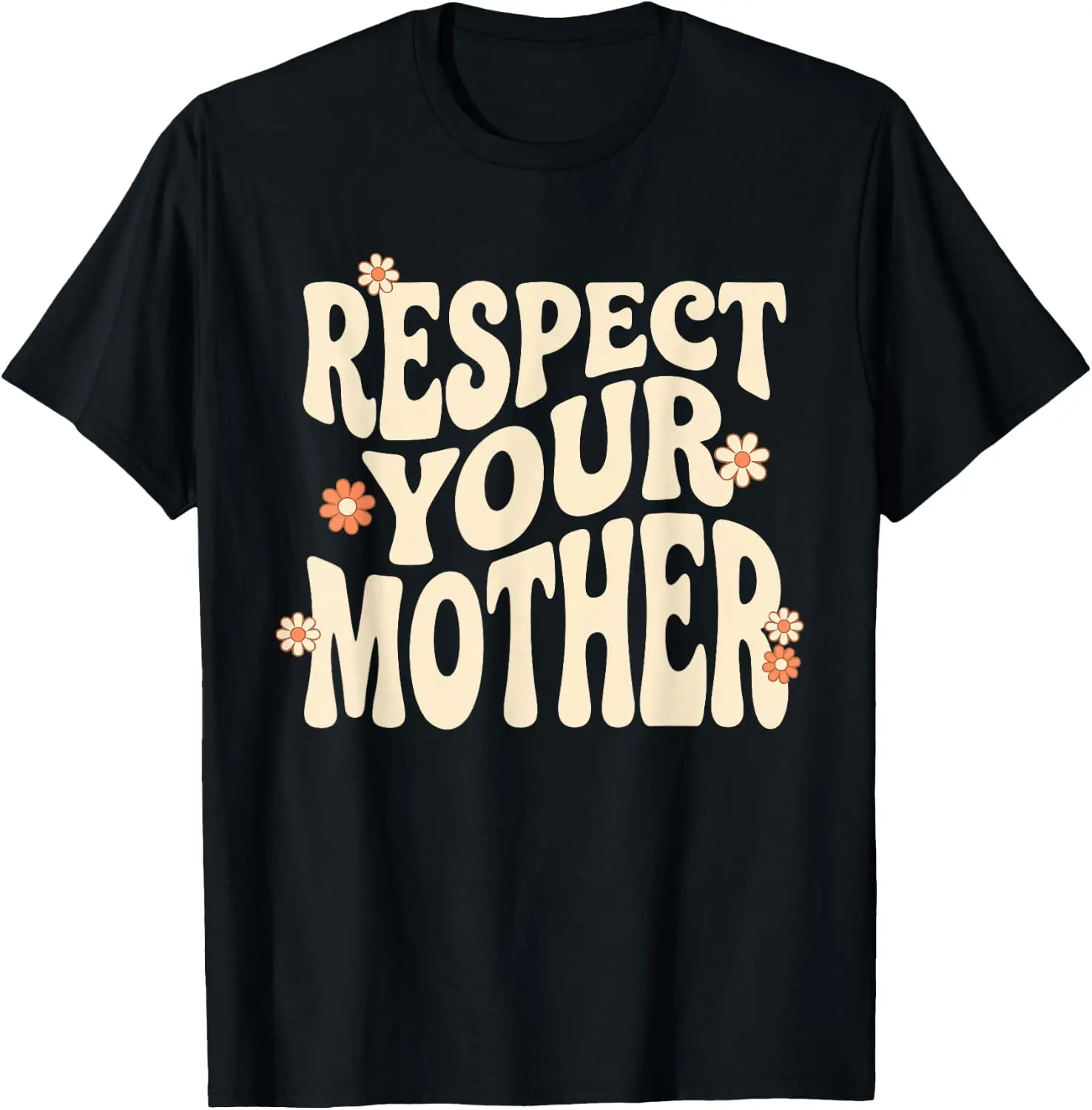 Respect Your Mother Life Message Planet Parent Positive T-Shirt Halloween Loose-Fit Pure Cotton Short-Sleeve Top – Stylish, Breathable, Plus-Size – Christmas Gift