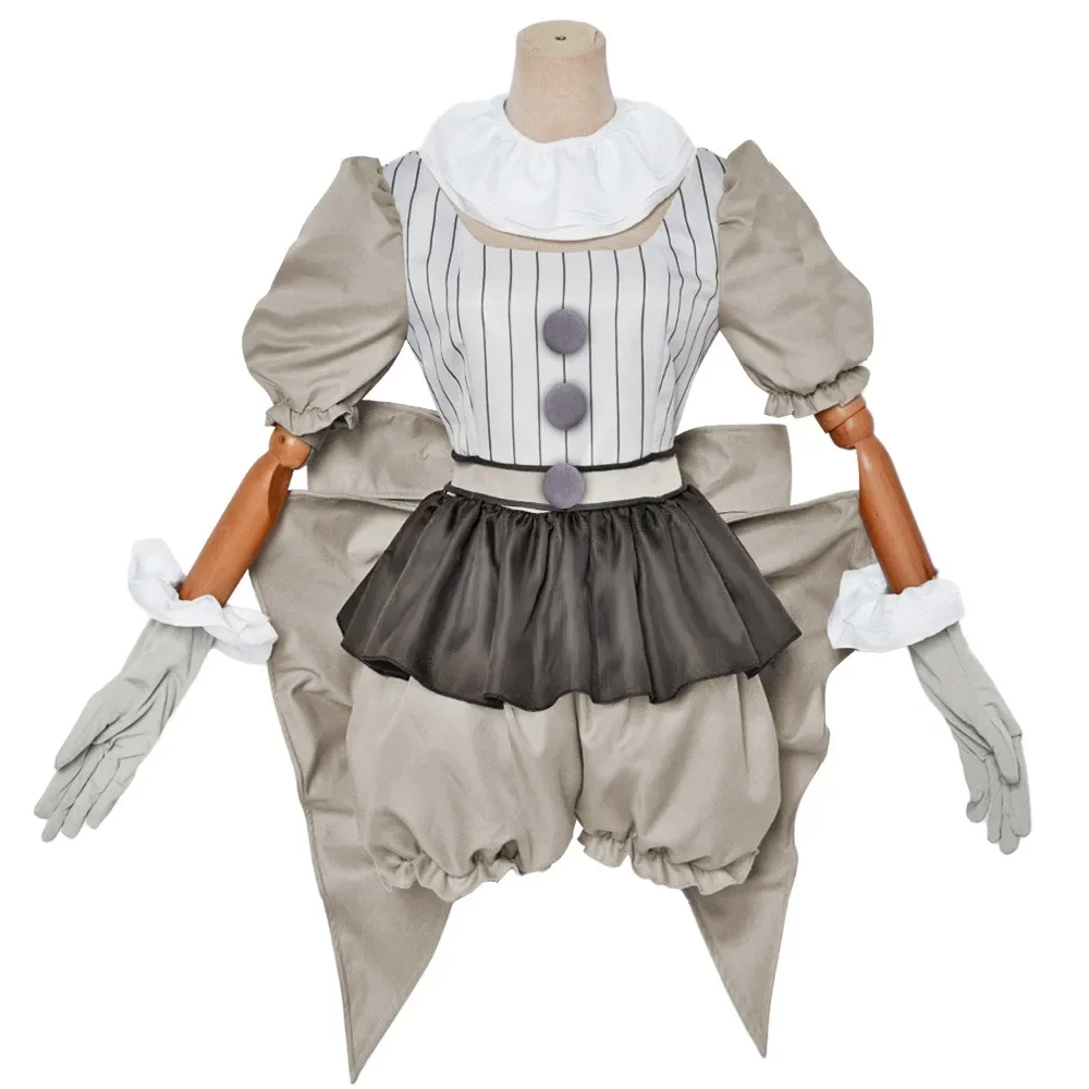 Filme palhaço pennywise cosplay traje genderswap horror lolita vestir-se feminino vestido de halloween carnaval festa conjunto completo