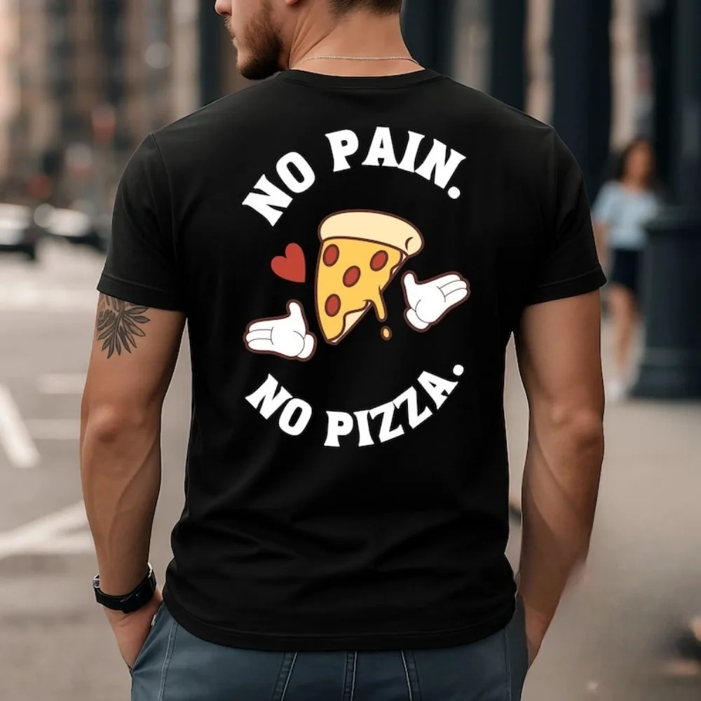 Funny Pizza T-Shirt No Pain No Pizza Gym Motivation Tees Workout Apparel Inspirational Shirt Pizza Lover Gift Idea Tops