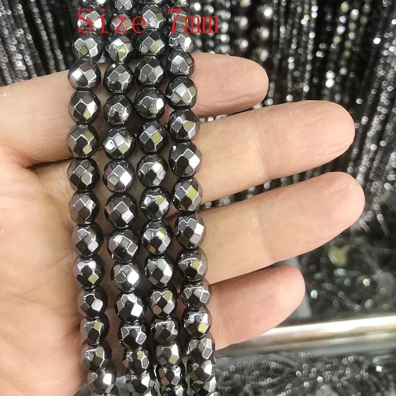 Natural Black Hematite Stone Beads Cylinder Round Loose Spacer Beads For DIY Jewelry Making Bracelet Necklace Accessories 1-14mm